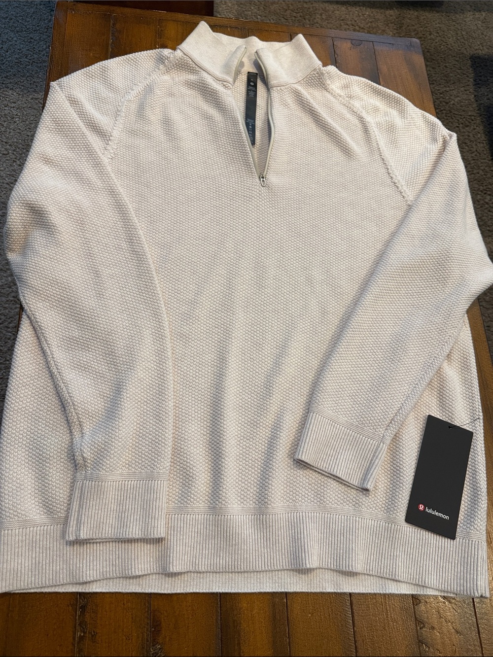 lululemon athletica Men’s Cream Half-Zip Knit Sweater